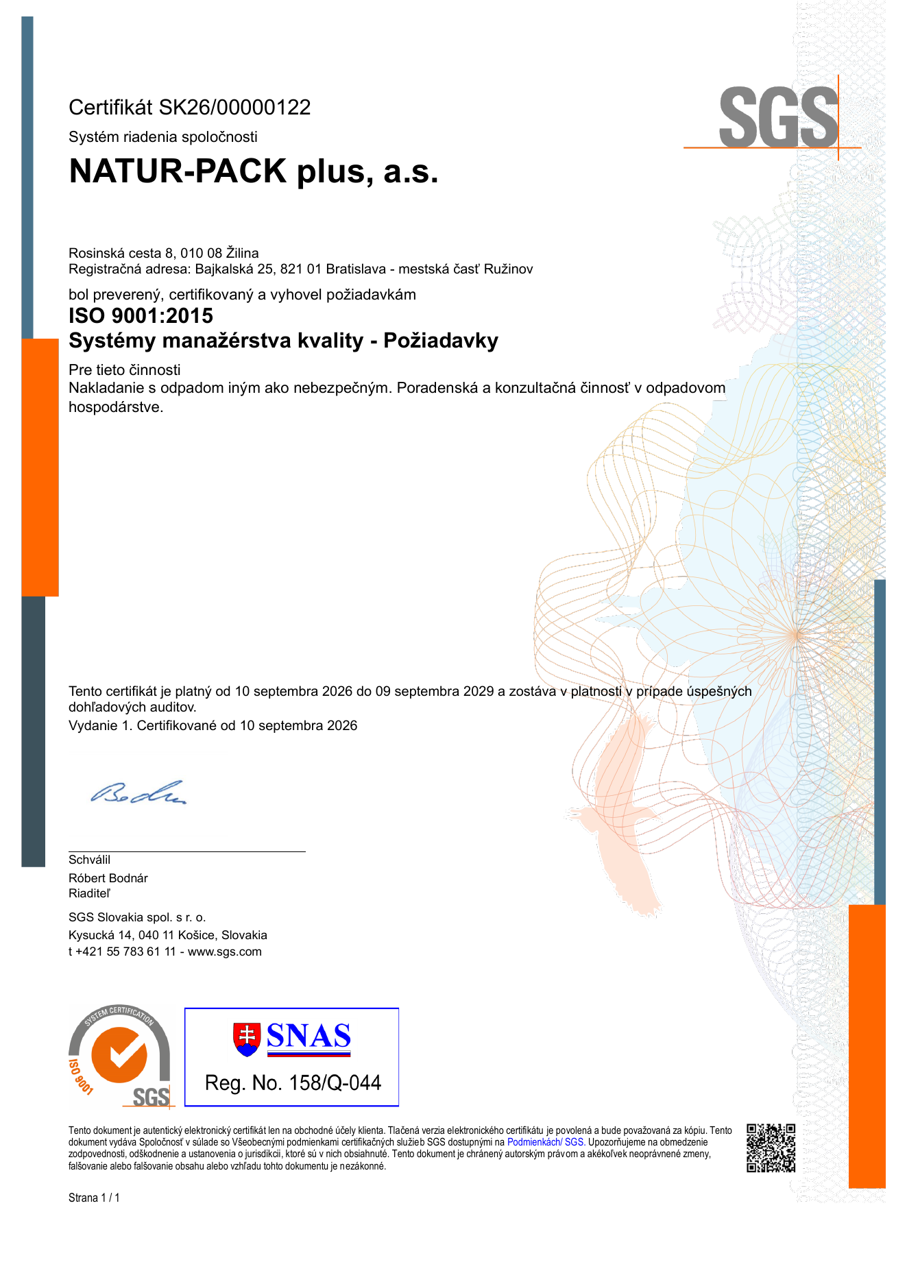 N&aacute;hľad certifik&aacute;tu ISO 9001:2015 v slovenčine
